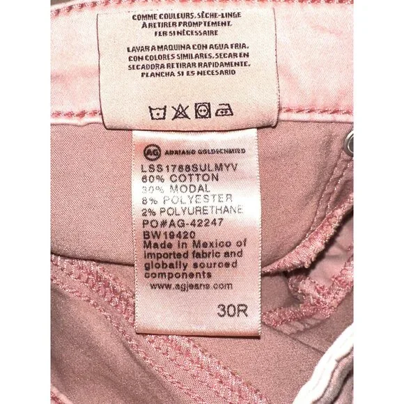 Adriano Goldschmied 30R Blush Pink Abbey Ankle Midrise Skinny Jeans Chic Style - Picture 8 of 11